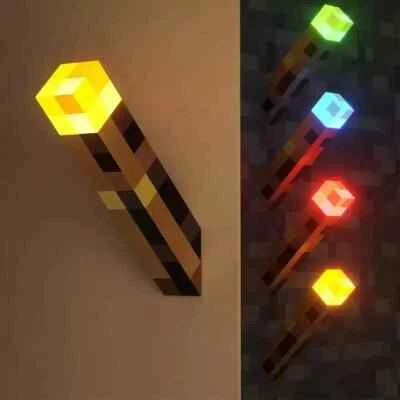 BRANDED Minecraft Game USB Torch LED Lamp Night Light Rechargeable Home Decor Gift Kids.