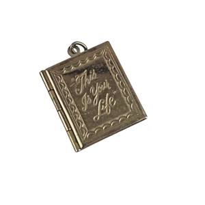 Vintage “This Is Your Life” Book Locket Charm Gold Tone Photo Pendant - Picture 1 of 8