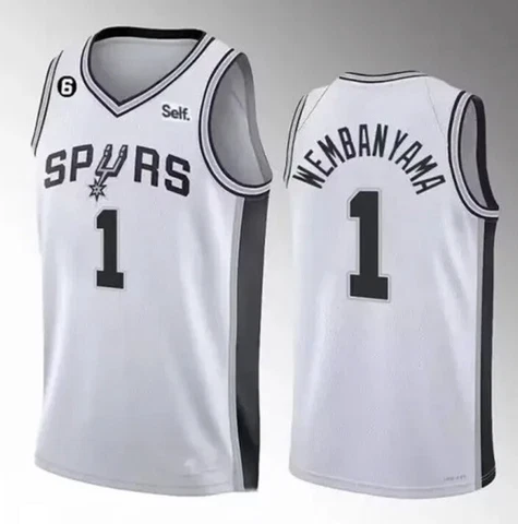 Men's Victor Wembanyama #1 Stitched White  Jersey Spurs Large SZ 50 🔥🏀🔥🏀 Cover