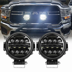 pair 7'' Round LED Pods Work Light Bar Driving Fog Headlights Truck Off Road 4WD - Bild 1 von 13