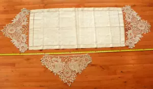 JUEGO VINTAGE A JUEGO CORREDOR DE MESA DE LINO Y TAPETE INCREÍBLE CORTE GANCHILLO TRABAJO TOPO - Imagen 1 de 12