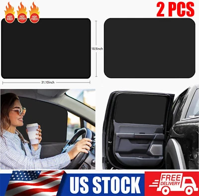 2x Foldable Magnetic Car Side Window Visor for Full Light and Sun Protection USA - Image 1 of 4