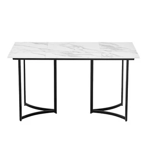 Esstisch 140x80cm Rechteckiger Marmormuster Küchentisch für 4-6 Personen schwarz - Bild 1 von 14