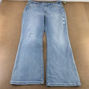 Gap Womens 70s Flare High Rise Jeans Blue Distressed Stretch Denim 35/20R New - Picture 1 of 9