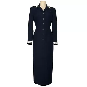 Jessica Howard Women Long Dress Button Front White Trim Nautical Blue 6 - Picture 1 of 8