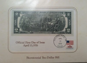 Rare! Bicentennial Two Dollar Bill First Day of Issue $2 Uncirculated - Picture 1 of 1