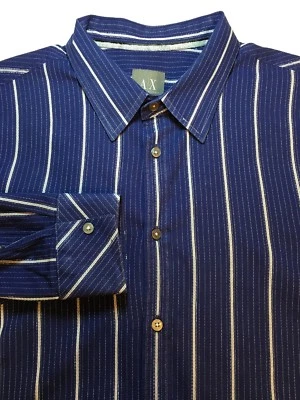 Camisa informal de vestir A/X XL para hombre azul blanco a rayas  Foto 1 de 4