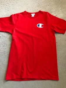 Champion Shirt Men's Large Bright Red Cotton Classic Logo Active/Casual Tee - Picture 1 of 4
