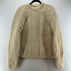 Sweater Womens Size L Fisherman Jumper Crewneck Long Sleeve Pullover Ivory - Picture 1 of 9