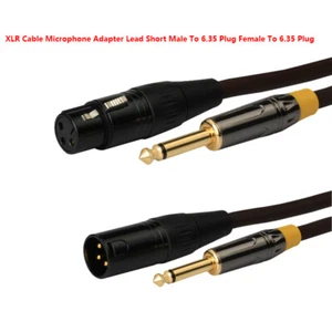 XLR Cable Microphone Adapter Lead Short Male To 6.35 Plug Female To 6.35 Plug - Picture 1 of 11