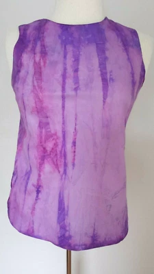NEW painted Vince Leather Silk Tank Top camisole small pink purple blue dye 2 4 - Image 1 of 4