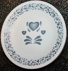 Lote de 8 platos de postre de pan y mantequilla de vidrio Corning Corelle de 6,5" Corning Glass Blue Hearts Usado en excelente condición - Imagen 1 de 2