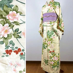 【Brand New】antique kimono,japanese kimono ,  kimono robe, yellow kimono, - Picture 1 of 12