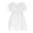 NWT Petit Ami White & Pink Pintuck Smocked Bishop Baby Girls Dress 12 Months 12M