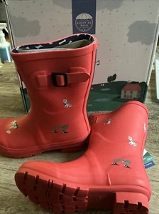 JOULES Molly Welly Hikedogs Pink Pull-On Rain Boots Dog Print Wmns Size US 6 NIB - Picture 1 of 9