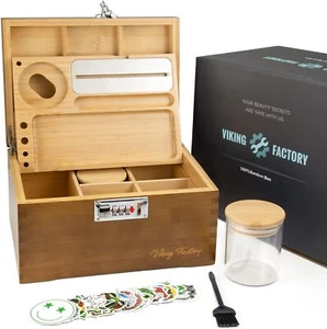 Viking Factory große Bambus Box Tablett Set mit Zahlenschloss, abschließbar braun - Bild 1 von 6