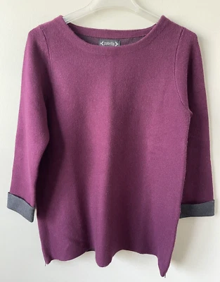 Suéter para mujer NANETTE LEPORE manga 3/4 puño torneado cremalleras laterales ciruela/gris Foto 1 de 4