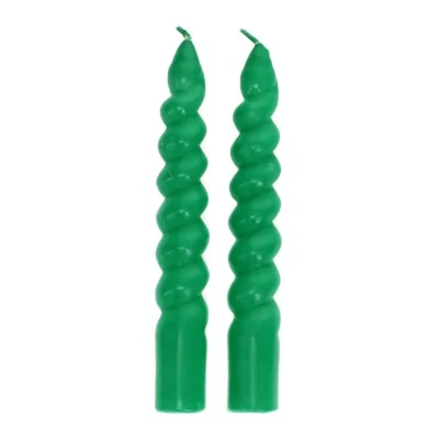 Rex London Twisted candles (pack of 2) - Dark green - Image 1 of 2