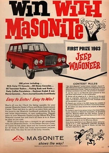 1963 Jeep Wagoneer Original Rare Masonite Ad - Picture 1 of 1
