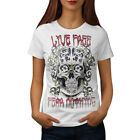 Wellcoda Free Life No Fear Skull Damski t-shirt, Rekreacyjny design Koszulka z nadrukiem