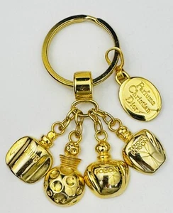 Vintage Christian Dior Perfume Motif Gold Tone Key Ring Bag Charm - Picture 1 of 5