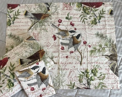 Funda nórdica Pottery Barn Winter Bird Script Full Queen y 2 fundas de almohada de algodón Foto 1 de 4