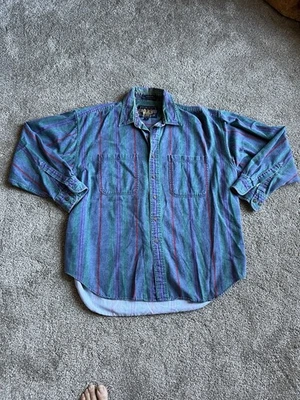 Vintage 90's Ralph Lauren Chaps 100% Cotton Shirt XL Stripped - Image 1 of 4