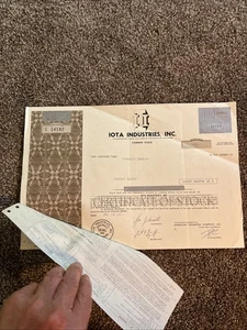 1980 “iota Industries, Inc.” Common Stock Certificate 37 Shares DE Par Value $1 - Picture 1 of 7