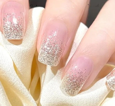 14 Nail Art Stickers  Nail Wraps No UV Lamp  Glitter Pink 168 - Image 1 of 3