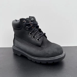 Timberland Boots Black Leather Toddler Size UK 7 VGC - Picture 1 of 4