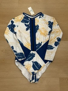 NEW WITH TAGS Long Sleeve Hi Cut Zipper Bathing Suit One Piece Size M - Picture 1 of 6