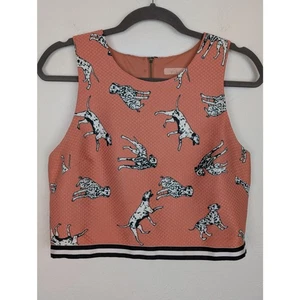 Anthropologie Stall Top Dalmatiner bauchfrei Hund Neuheit Streifen rosa adrett Größe 6 - Bild 1 von 10