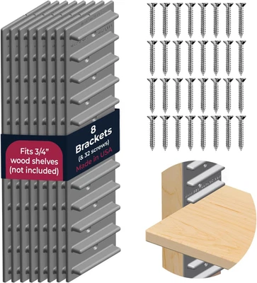 Suportes de prateleira ajustáveis, pacote com 8 (4 pares) para prateleiras personalizadas - Imagem 1 de 4