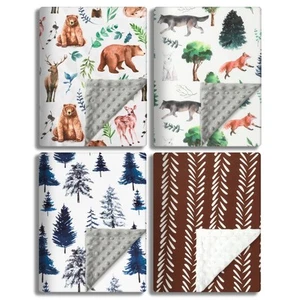 4 Pack Soft Woodland Baby Blankets(30“X40 for Unisex Girls or Boys Breathable... - Picture 1 of 9