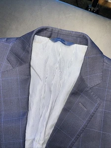 Brooks Brothers 40R Navy Light Blue Explorer Regent Fit Windowpane Blazer - Bild 1 von 21