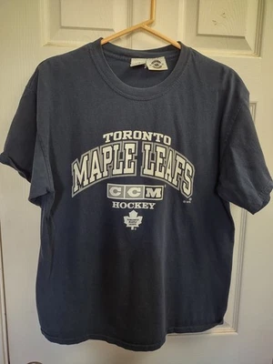 Vintage Toronto Maple Leafs CCM T-Shirt NHL Hockey Dark Blue Tee Mens Size L  - Image 1 of 3