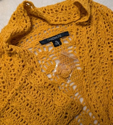 Nuevo Cárdigan Chadwicks Tejido Abierto XL Manga Larga Ámbar/Dorado Foto 1 de 4