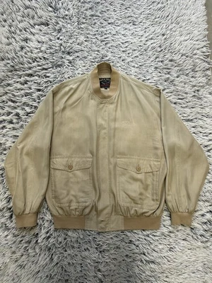 Paul and Shark Jacket Mens Large Beige Silk Yachting Full Zip Bomber Vintage - Image 1 of 4