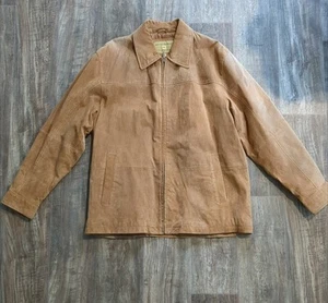 Vintage Boston Harbour Brown Suede Leather Bomber Jacket Full Zip Men’s Large - Picture 1 of 11