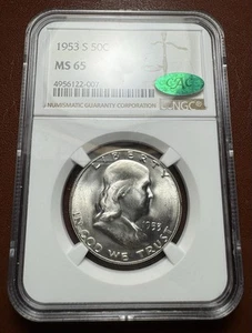 1953 S Franklin Half Dollar MS65 NGC + CAC - Picture 1 of 5