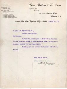 1913 Letter from Virginia City Nevada to V & T Railroad - Imagen 1 de 1