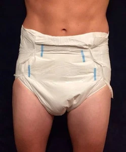 1 Diaper Bambino Bianco Large White Plastic Thick Quilted Adult Overnight Brief - Picture 1 of 10
