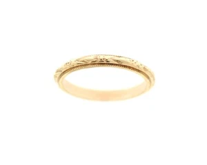 Vintage 10K Yellow Gold 1.75mm Engraved Baby Ring Band - Picture 1 of 4