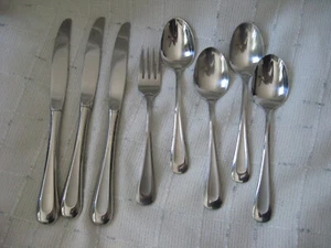 Oneida Stainless Satin Sand Dune   Soup Spoons, Salad Fork, Knives   / 8 Pcs - Picture 1 of 7