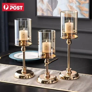 Candlestick Candle Holder Set French Vintage Gold Dinner Wedding Table Decor AU - Picture 1 of 19