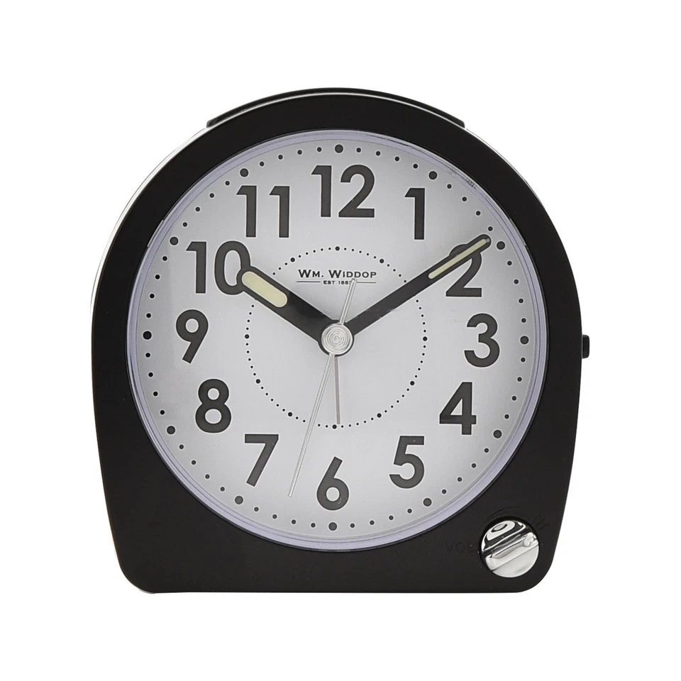 Wm. Widdop Round Alarm Clock Light, Snooze, Sweep - Black - Image 1 of 1