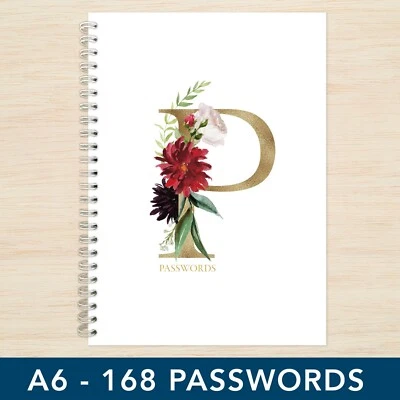 Small Password Book A6 A-Z Password Keeper - 10 Designs - Handmade Gift for Her - Image 1 of 4