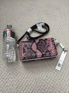 Marc Jacobs Small Flap Snake Print Leather Phone Crossbody Bag Mini Dusty Rose - Picture 1 of 4