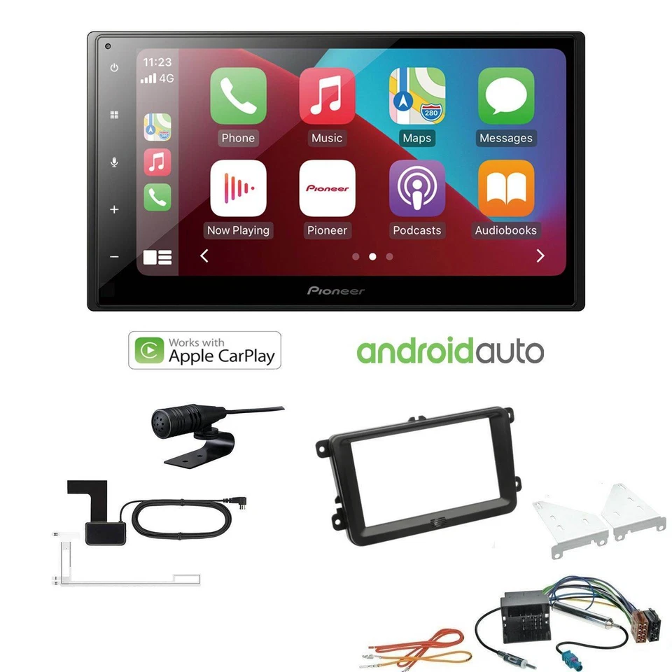 Pioneer Radio Android Auto Apple CarPlay DAB für Volkswagen VW EOS schwarz