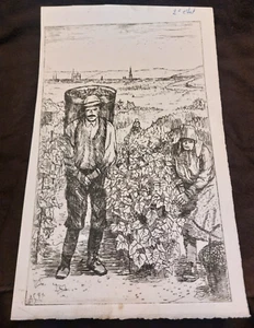 Eau Forte Vaux Winegrowers André Simon Artist Lorraine Metz 2 Th Condition - Picture 1 of 5